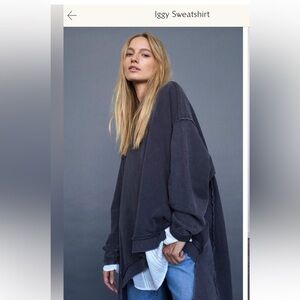 Free People Iggy Pullover sweatshirt hi lo black gray